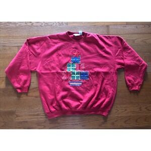 Vintage Nut Cracker Brand Womens Christmas Sweatshirt  Size 20W Red Present Tree
